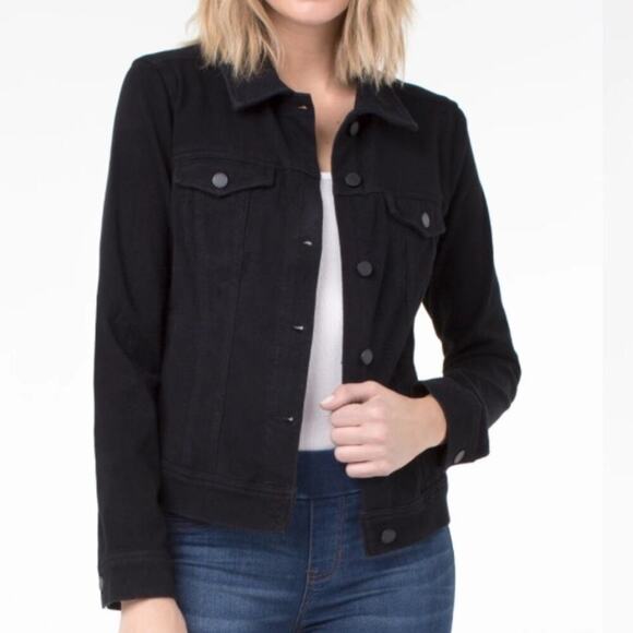 Liverpool Power Flex black Denim Jacket size extra small soft stretchy material - Picture 1 of 8